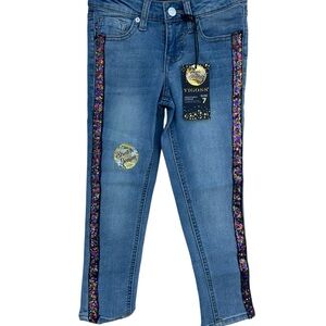 NWT Girls VIGOSS Sequin Jeans Size 7 Austin Ankle Skinny Stretch NEW MSRP $36.00